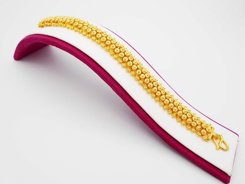 22K 24K THAI BAHT YELLOW GOLD GP Pikun Flower Bracelet Bangle Women Jewelry 7.5" - Picture 3 of 4