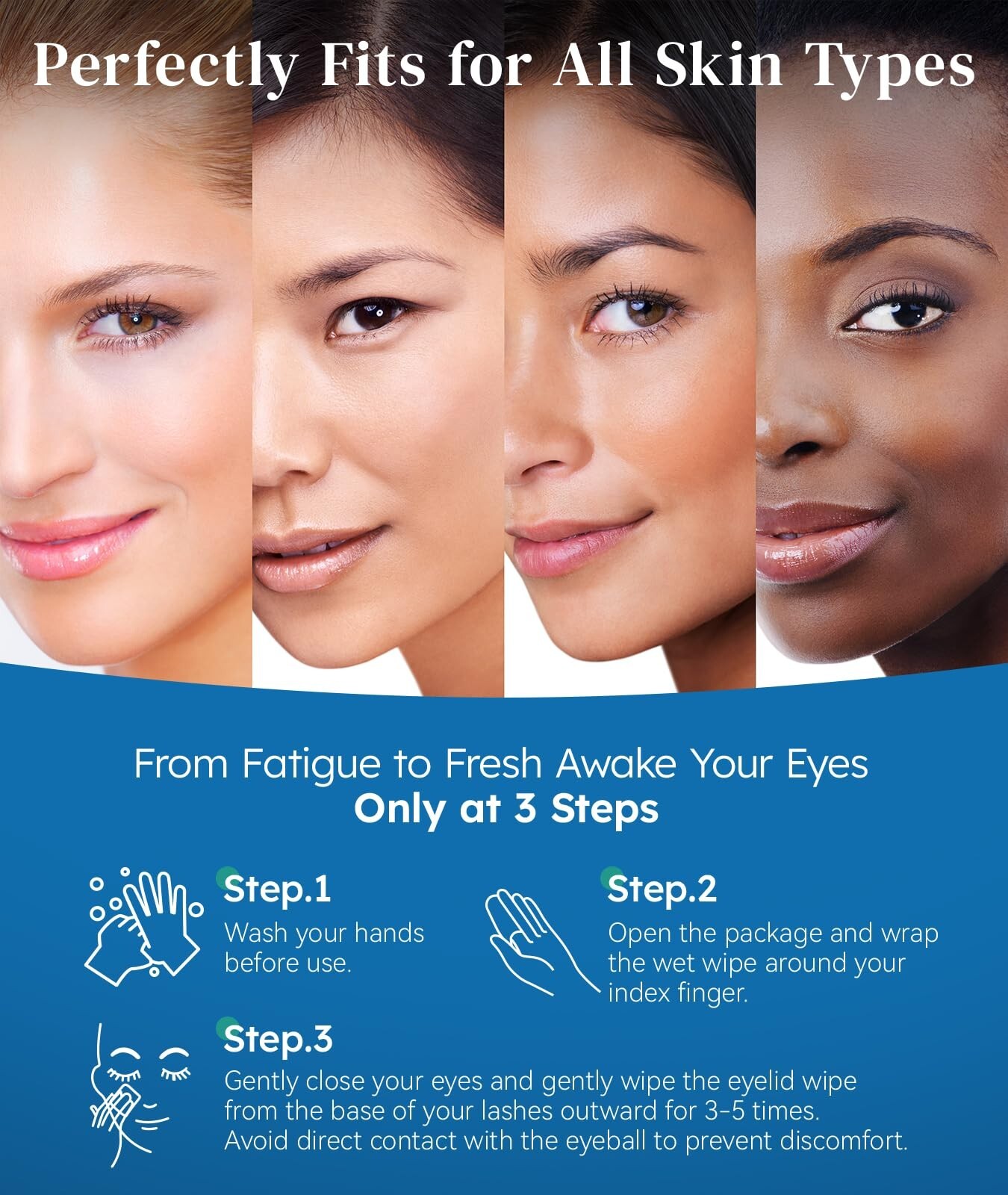 Eyelid Cleansing Wipes for Dry Eye & Blepharitis, Tea Tree Oil Hypoallergenic Ey