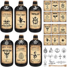 31 Pcs Halloween Potion Bottles Set Including Glass Apothecary Bottles with Cork