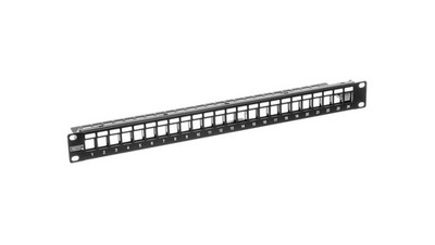 Patchpanel leer 19 Zoll 24x Keys 1U schwarz (RAL 9005) DN-91411