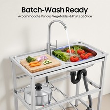 Stainless Steel Kitchen Sink, Freestanding Kitchen Utility Sink with Faucet