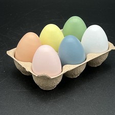 Wooden Colorful Easter Egg Decor Set of 6 in Carton Pastel