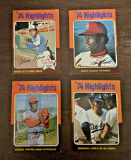 1975 Topps Baseball - '74 Highlights - Lot of 4 Cards - Poor Condition