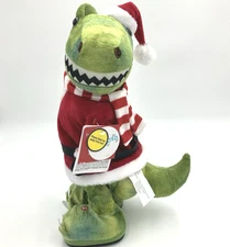 Gemmy Christmas Animated Dinosaur Twerking Dances & Sings 14” Plush T-Rex Funny