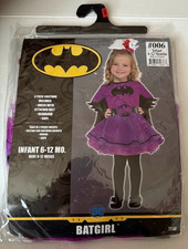 DC Batgirl Infant Dress Cape Headband Halloween Costume Size 6-12 Mo. Purple