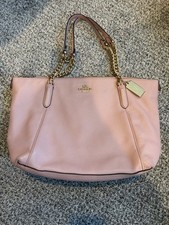 Coach Pink Leather Shoulder Bag Purse Gold Chain Pebbled Leather Pristine Ava