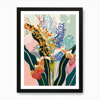 Colourful Flower Illustration Lanta Framed Wall Art Poster Canvas Print Picture