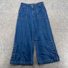 Pilcro And The Letterpress Anthropologie Jeans Womens 27 Blue Snap Wide Leg