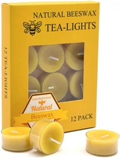 Natural Yellow Beeswax Tealight Candles - 12pcs - Organic Candle Natural Scent S