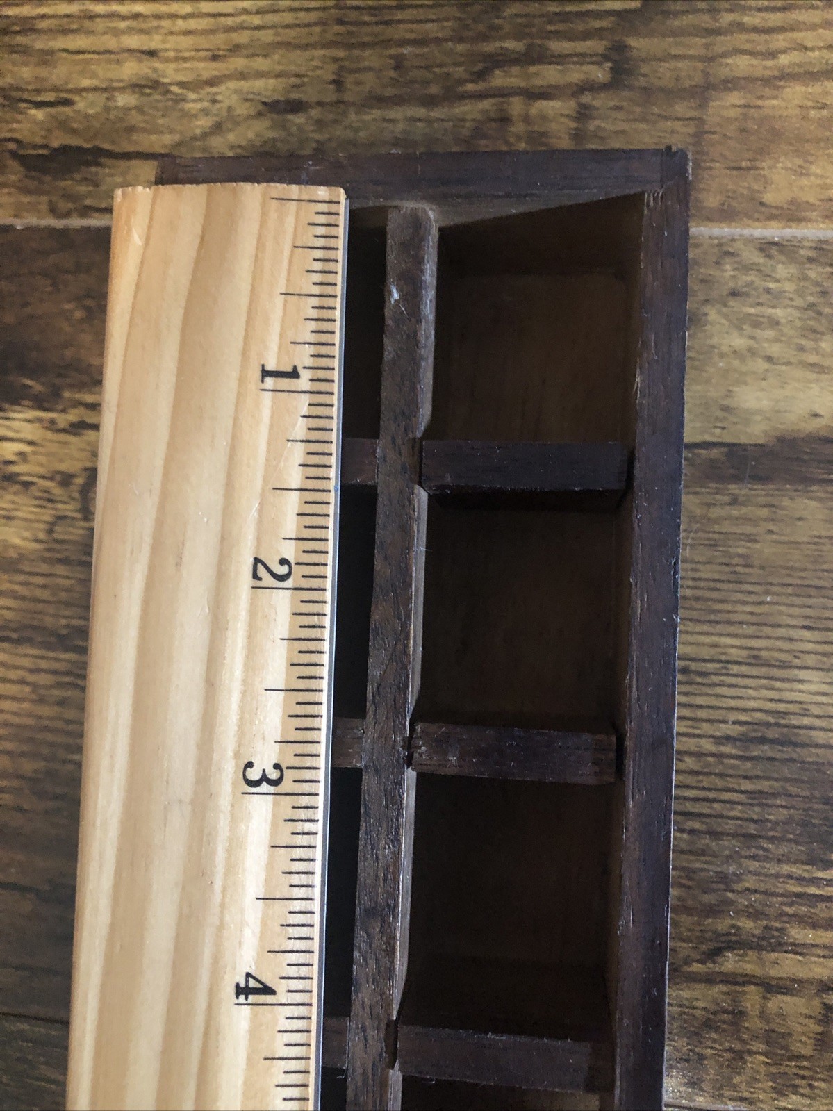 Wooden Thimble Display Case Dark Wood 8” X 3”