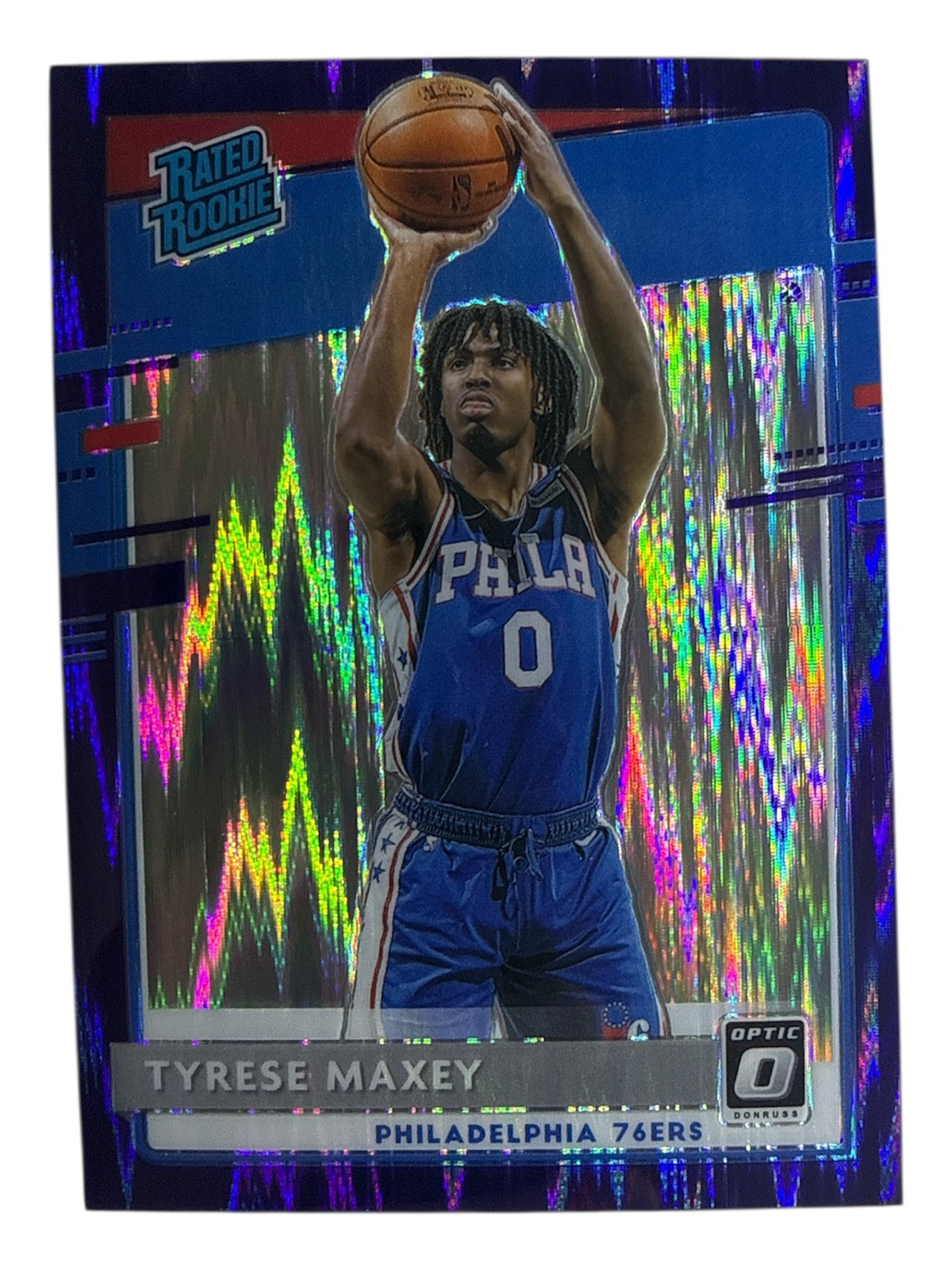 2020-21 Panini Donruss Optic - Rated Rookie Tyrese Maxey #171 Purple Shock Prizm