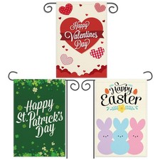 3 Pack Valentine Day Garden Flag St Patricks Day Garden Flag Easter Garden Fl...