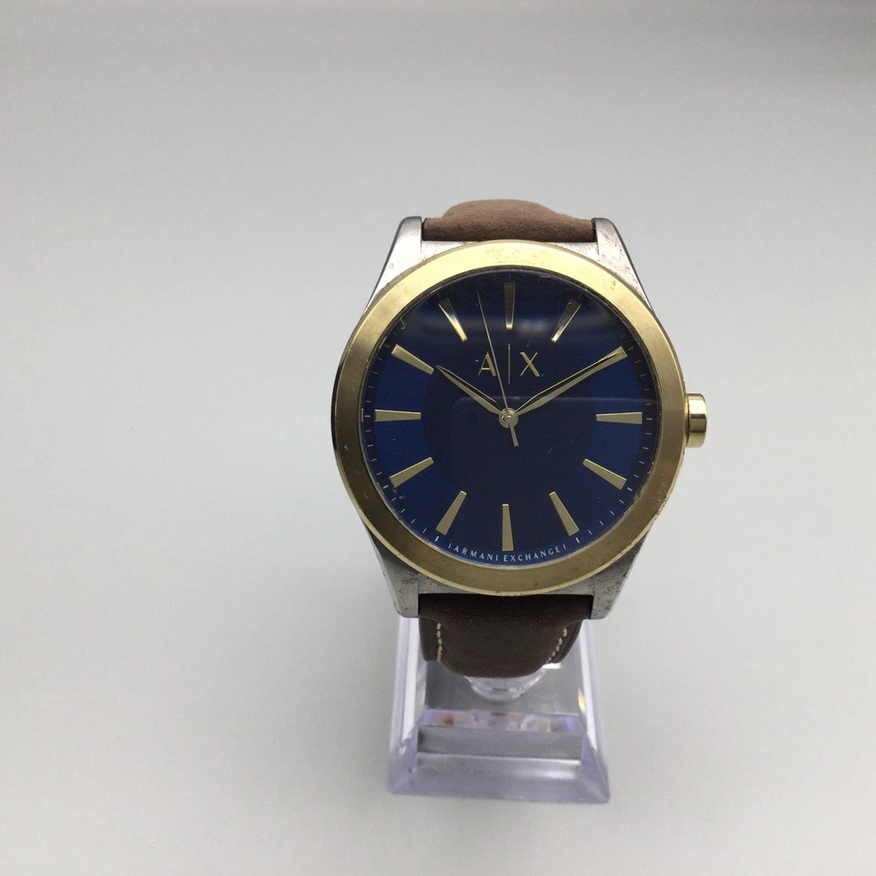 Armani Exchange Watch Men AX2334 44mm Gold Silver Tone Blue Dial New Battery - image 2 of 4