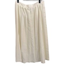 Vtg Union Made Pleated Skirt Size 16 Flowy Swing Ivory Button Side USA MADE