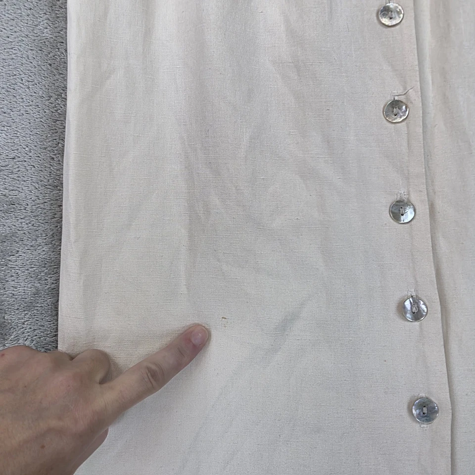 Falda Vintage Express Compagnie Internationale Para Mujer 3/4 Crema Seda Lino Años 90 Foto 2 de 4