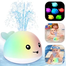 Light Up Baby Bath Toys Whale Sprinkler for Toddlers Kids Boys Girls