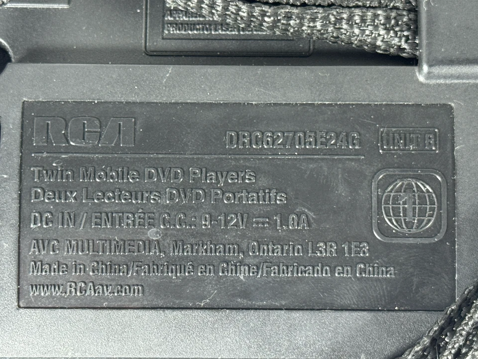 Sistema reproductor de DVD portátil de doble pantalla RCA con control remoto, controlador, cables - probado Foto 4 de 4