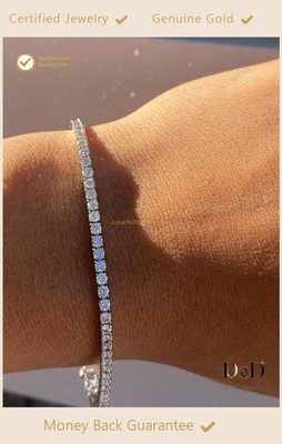 Round Cut Natural Diamond Anniversary Gift Tennis Bracelet 14k White Gold