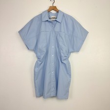 Abercrombie & Fitch Button Front Ruched Shirt Dress Size XL Light Blue Preppy