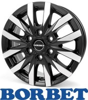 4X Borbet CW6 6,5X16 6/130 ET54 Black Polished Matt