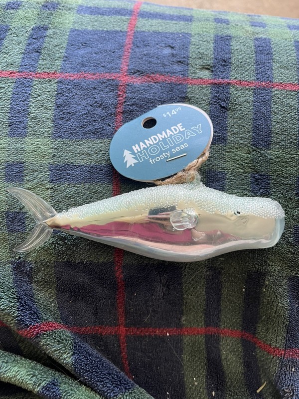 Hand Blown Glass Humpback Whale Christmas Ornament 