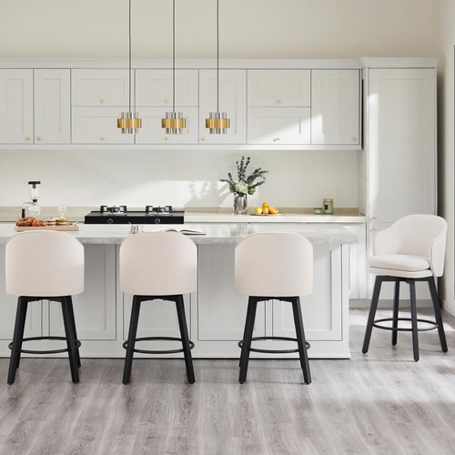 Counter Height Barstools 26 inch Upholstered Swivel Bar Stools with Back for ... - Picture 5 of 6
