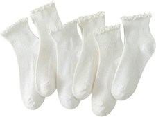 6 Pairs of Ruffle Socks Women, Cute Ruffle Ankle Socks