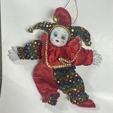 Vintage Clown Porcelain Head Doll Harlequin Mardi Gras Jester Rainbow Vintage Clown Porcelain Head Doll Harlequin Mardi Gras Jester Rainbow