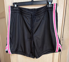 Danskin Now Mesh Athletic Shorts Black/Pink Stripe Lined Women's Medium 8-10