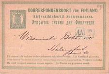 FINLAND - POSTKORT 1875 to HELSINGFORS CAT MICHEL P6