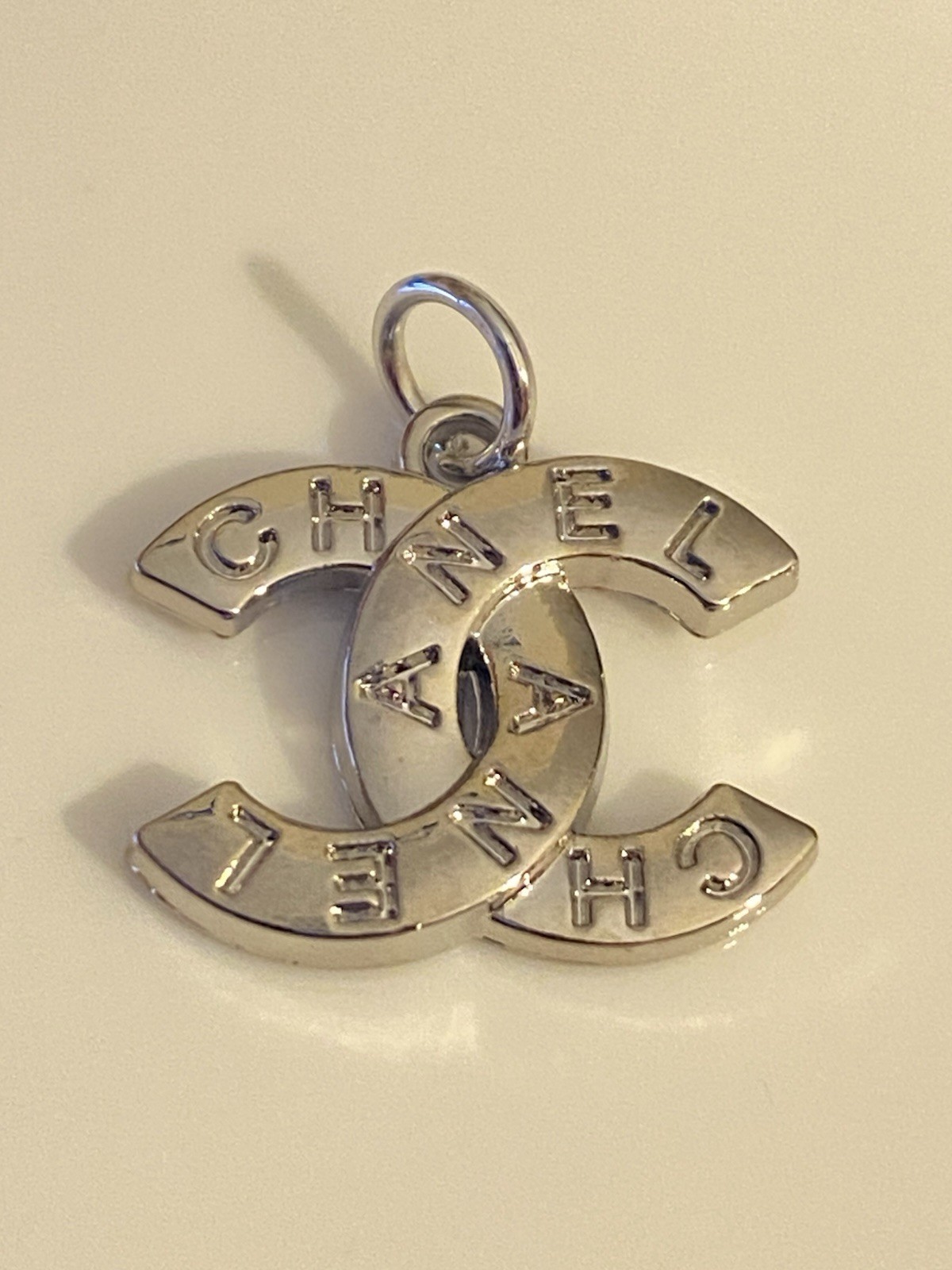 Chanel Silver Tone Zipper Pull Button Charm