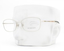 Burberry Eyeglasses Glasses B 1256 1005 Shiny Silver Classic Plaid 53mm No Case
