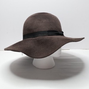 NWT Jeanne Simmons Womens Dark Brown Wool Wide Brim Hat Black Ribbon‎ Chic Boho Jeanne Simmons Wool Felt Bowler Wide Brim Hat - Taupe L at  main image 2