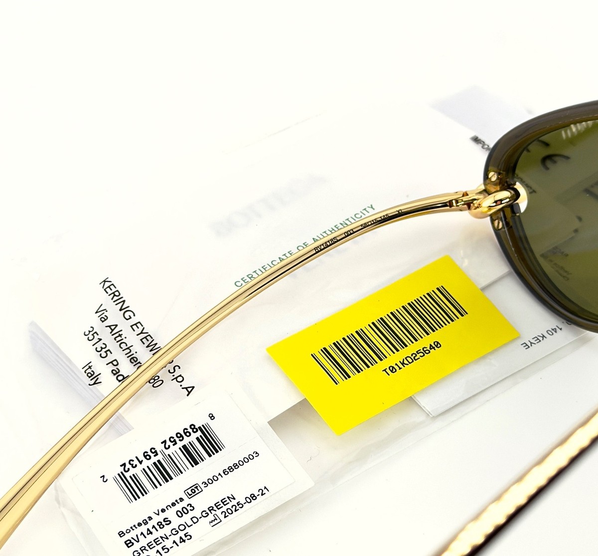 BOTTEGA VENETA 1418 KNOT Pilot BV1418S Gold Green Unisex 