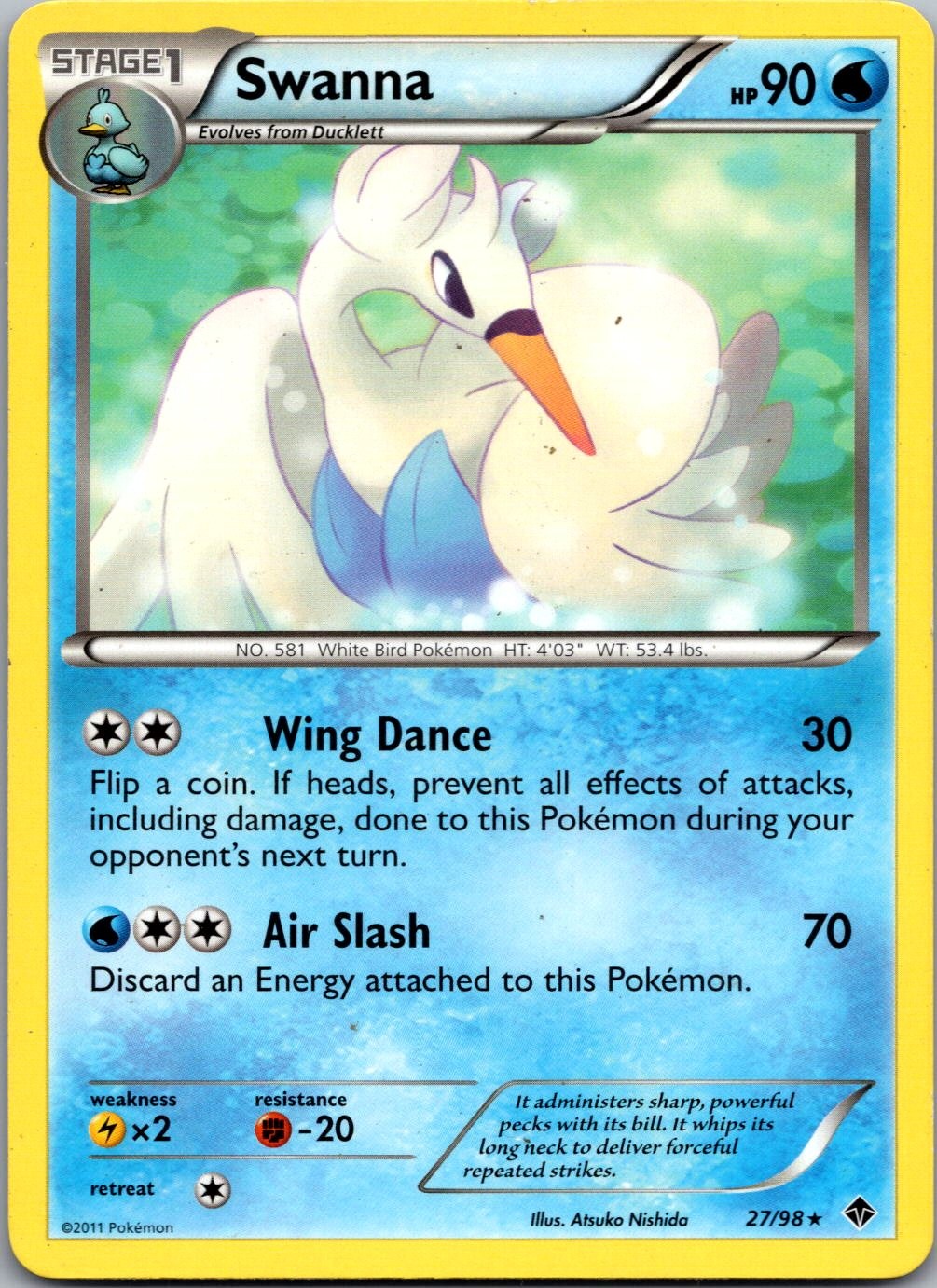 Swanna 27/98 Rare Emerging Powers Pokemon Lightly Played