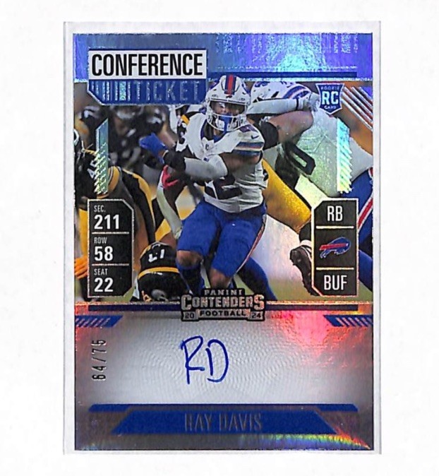 2024 Panini Contenders Ray Davis Conference Ticket 64/75 Auto Rookie Card Bills