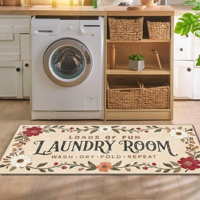 Laundry Room Rug 20x47 Boho Non~Slip Washable Runner Mat