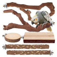 Parrot Perch Bird Perch Stand Set Natural Wild Wood Grape Sticks Paw Grinding...