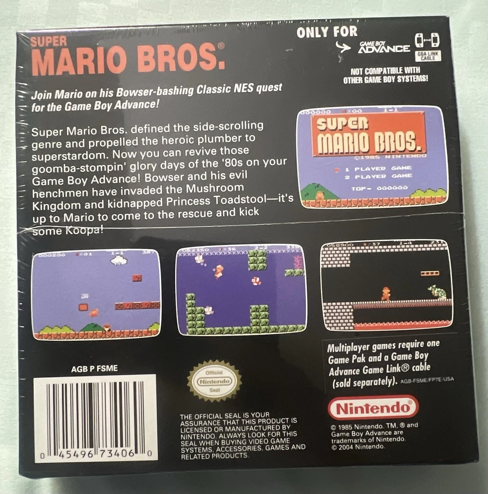 NEW MINT FACTORY SEALED - CLASSIC NES SERIES GAME BOY ADVANCE - SUPER MARIO BROS - Image 3 of 4