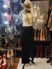 Pilcro THE YAYA Flocked Cropped Mid-Rise 5 Pocket Pants - Black - 31