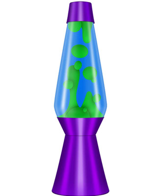 27  Grande LAVA Lamp Glossy Purple Base/Cap,Yellow Wax/Blue Liquid