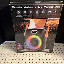 Karaoke Machine with 2 Wireless Microphones, Portable Bluetooth Karaoke