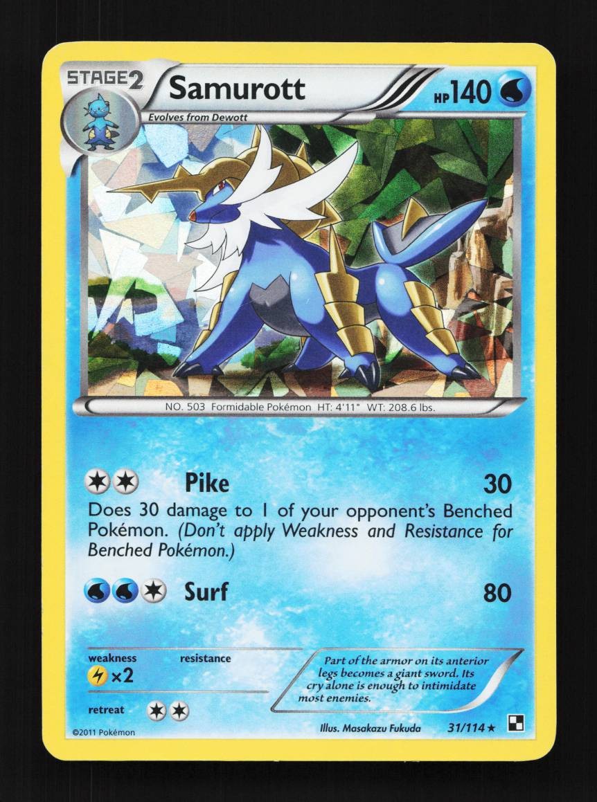 Samurott 31/114 MP Black & White English Pokemon Card TCG