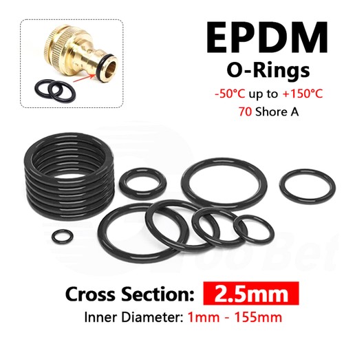 Connettore Tubo O-ring Guarnizioni EPDM 2,5mm Sezione 1-155mm ID 70 Shore A - Foto 1 di 14