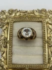 Vintage Chunky Statement Ring Size 8 Gold Tone Dome CZ Costume Jewelry