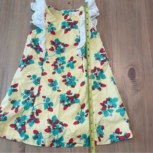 Hanna Andersson Dress Girls Size 4 Yellow Strawberry Lined Lace Fruit Summer - Picture 5 of 10