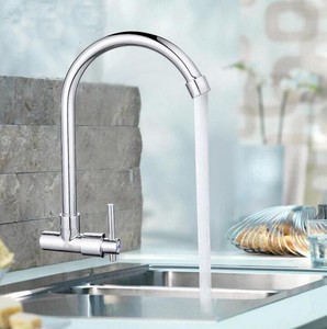 Brass Chrome Wall Mount Swivel Spout Kitchen Sink Tap Only Cold