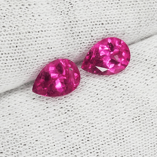 1.52Cts Ultra Fire Natural "Pastel Pink" Rubelite Tourmaline Pear Pair...!!!!! - Picture 1 of 3