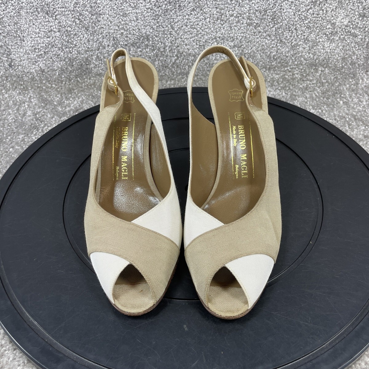 Bruno Magli Heels Womens Size 10 B Slingback White Peep Toe
