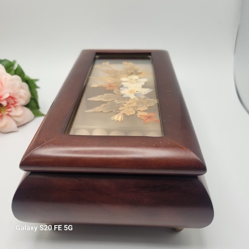 Vintage Pressed Flowers Wooden Musical Jewelry Box - Picture 6 of 13